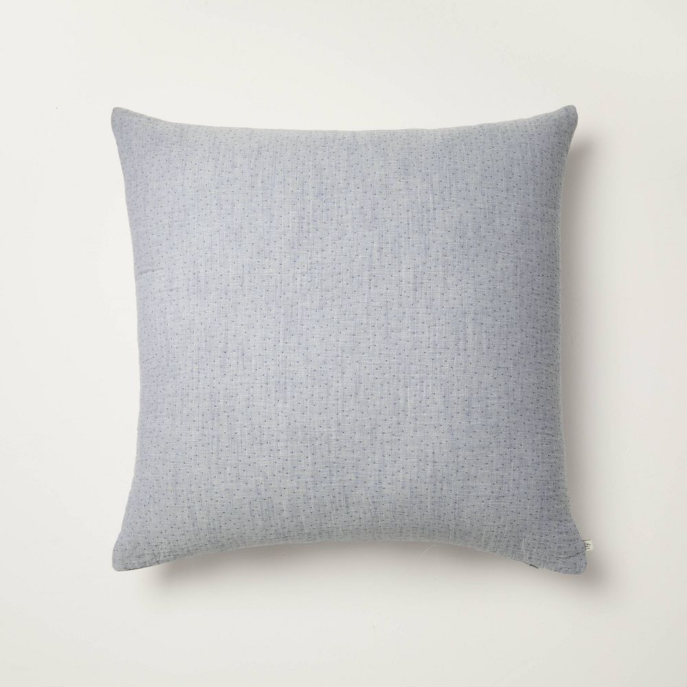 New - 26"x26" Gauze Stitch Pin Dot Euro Throw Pillow Cover Blue - Hearth & Hand™ with Magnolia