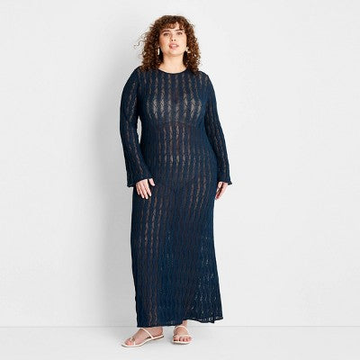 New - Women's Long Sleeve Open Stitch Maxi Dress - Future Collective with Jenee Naylor Future Collective with Jenee NaylorBullseye Deals