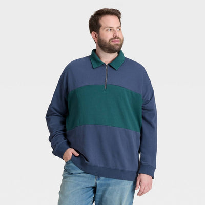 New - Men's Vintage 1/4 Zip Sweatshirt - Goodfellow & Co™ Blue M