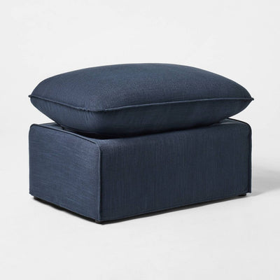 New - Padded Slipcover Ottoman Blue - Threshold™ designed with Studio McGee