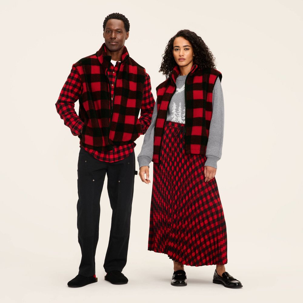 Open Box - Adult Buffalo Check Fleece Vest - Woolrich x Target Red/Black M