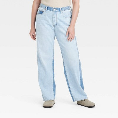 New - Women's Mid-Rise 90's Baggy Two Tone Jeans - Universal Thread Universal ThreadBullseye Deals