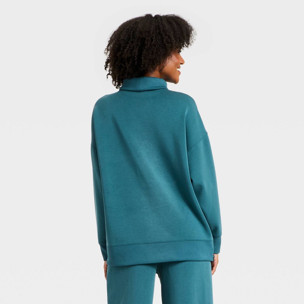 New - Women's Airy Sleek Funnel Neck Sweatshirt - All In Motion™ Blue L