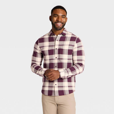 New - Men's Shirt Jacket - All In Motion™ Burgundy Plaid S