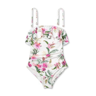 New - Kona Sol Women's Bandeau Ruched One Piece Swimsuit Full Coverage Swimwear Kona SolBullseye Deals