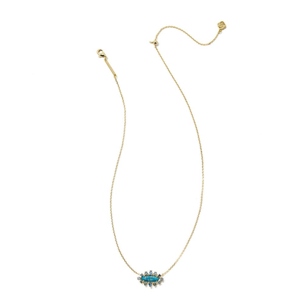 Open Box - Kendra Scott Eva Crystal Framed Pendant Necklace - Blue Mix