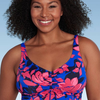 New - Aqua Green Women's Cinch Front One Piece Swimsuit UPF 50+ Full Coverage Aqua GreenBullseye Deals