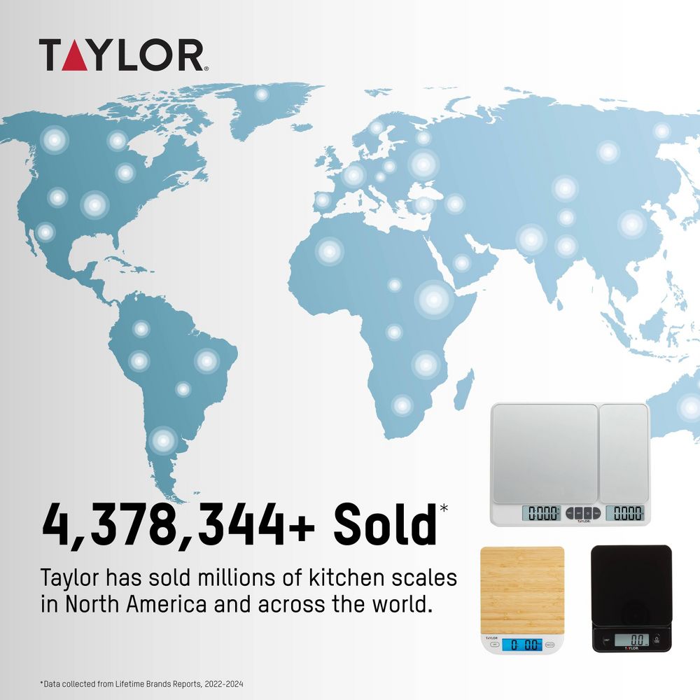 New - Taylor 22lb Waterproof Digital Kitchen Food Scale Black