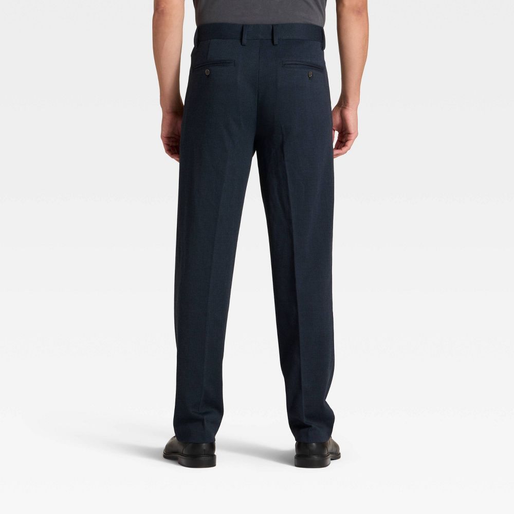 New - Men's Plaid Dress Trousers - Goodfellow & Co™ Navy Blue 34x32