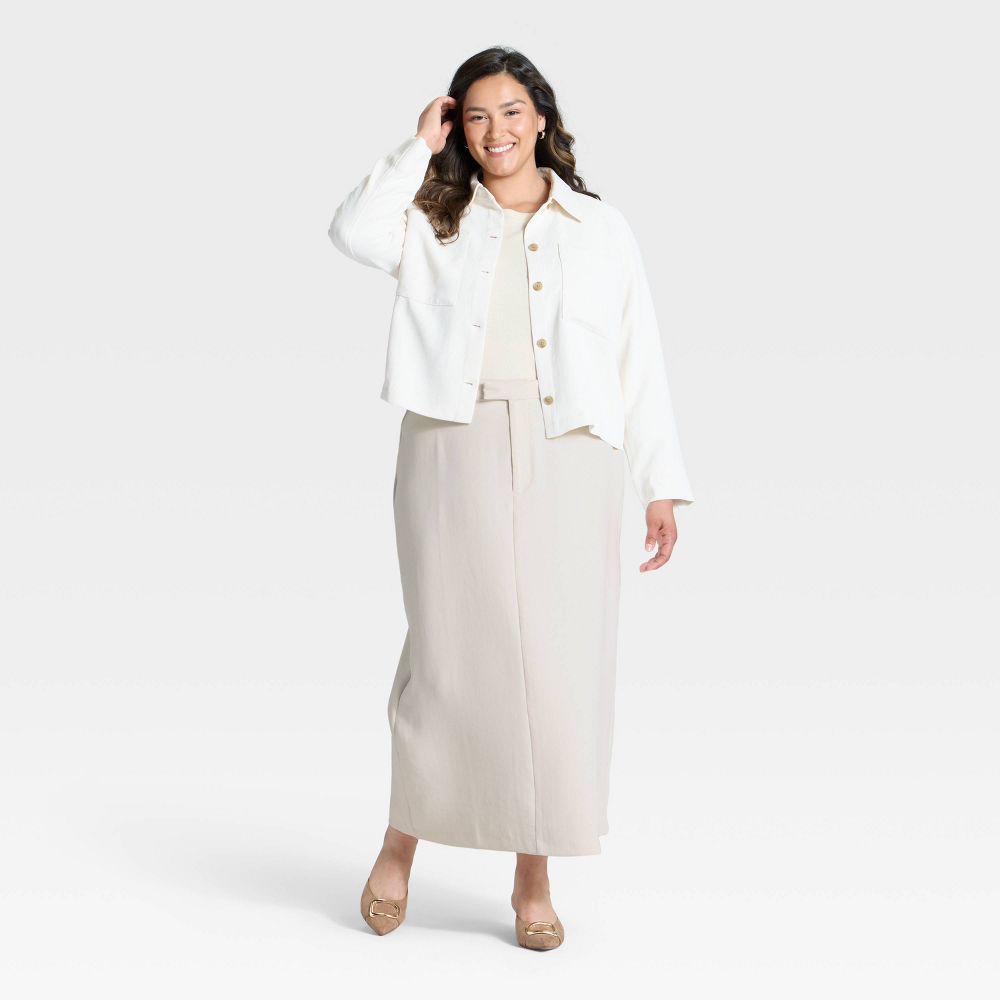 New - Women's Tailored Signature Crepe Maxi Skirt - A New Day™ Cream XXL