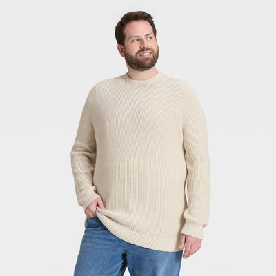 Open Box - Men’s Big & Tall Marled Crewneck Sweater - Goodfellow & Co™ Cream 3XL