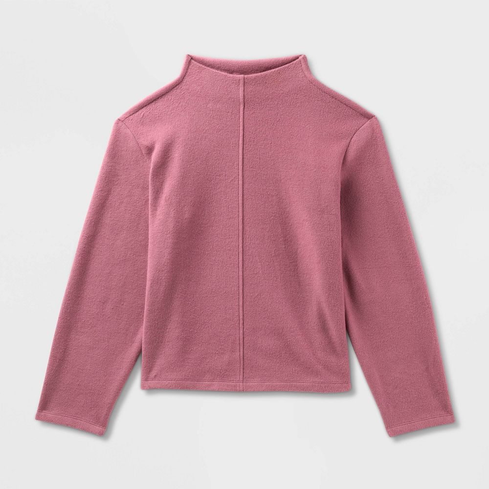 New - Women's Long Sleeve Brushed Mockneck Top - A New Day™ Mauve S