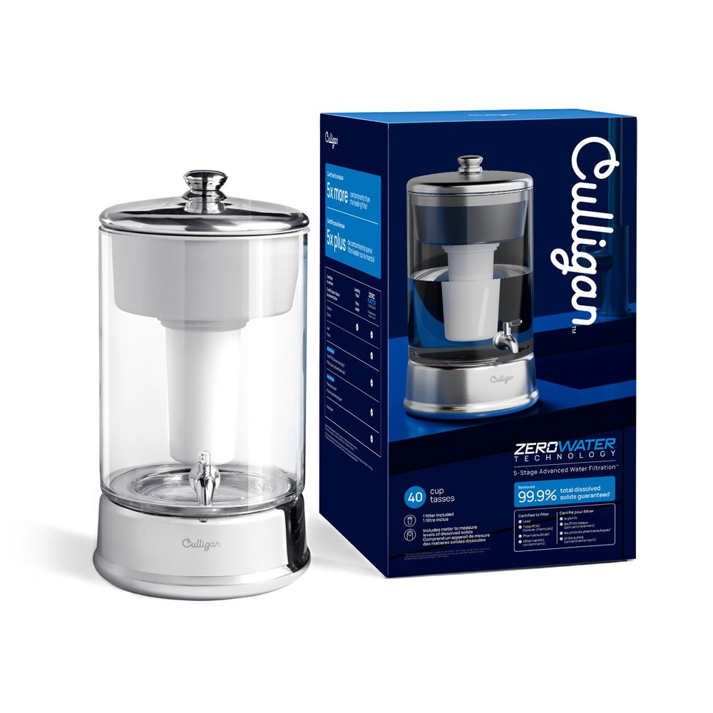 New - Culligan with ZeroWater Technology 40 Cup Glass Dispenser