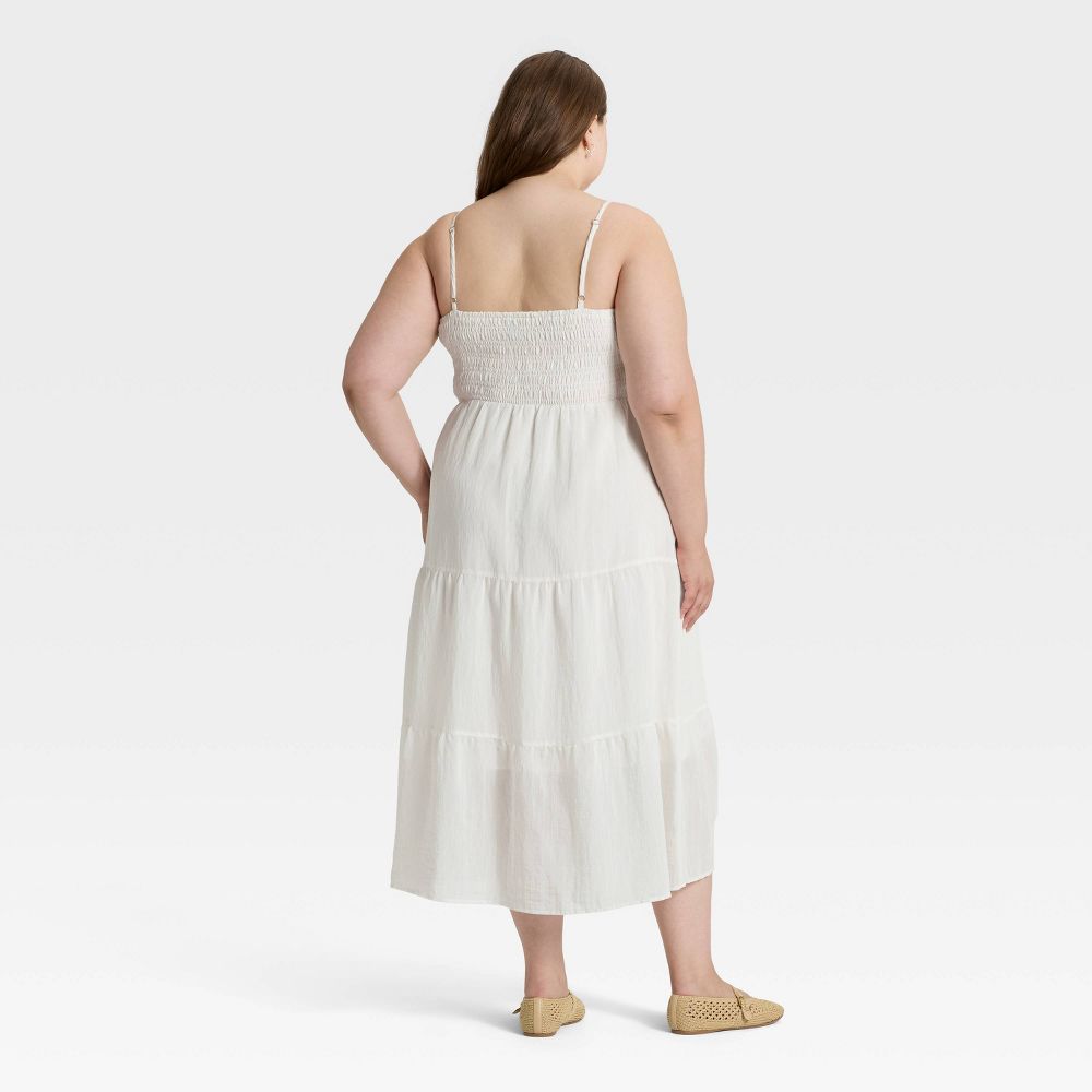 Open Box - Women's Button-Front Smocked Maxi Sundress - Universal Thread™ White XXL