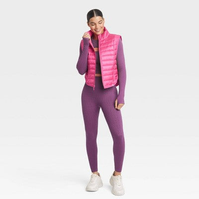 New - Women's Zipper Quilted Relaxed Puffer Vest Poplin Lightweight Stand Up Collar JoyLabBullseye Deals
