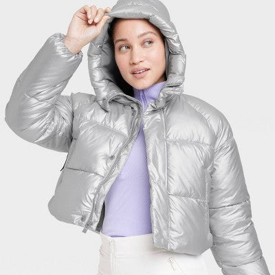 New - All In Motion Women's Cropped Winter Hooded Wind-Resistant Snow Sport Jacket All In MotionBullseye Deals