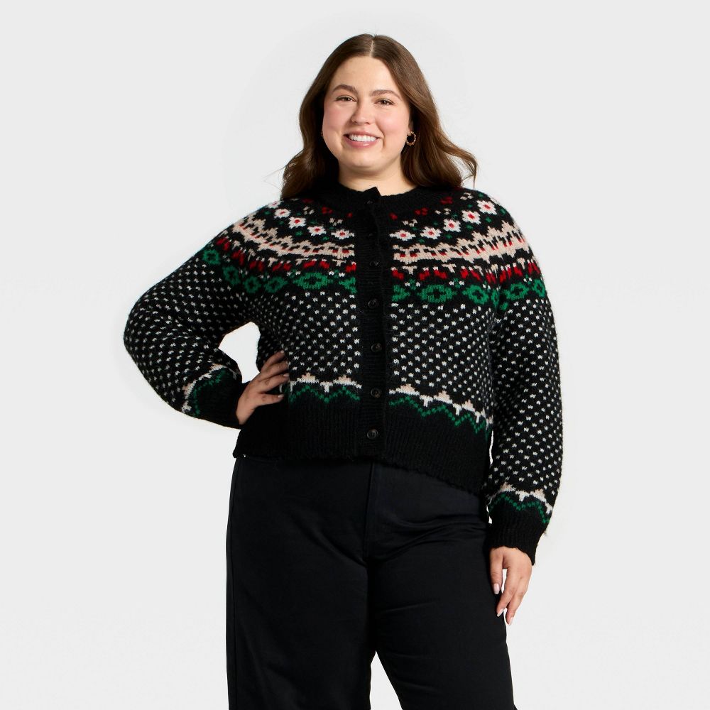 New - Women's Merriment Cardigan Sweater - Universal Thread™ Black 2X