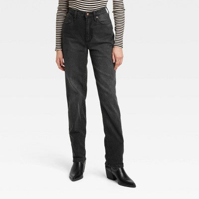 Universal Thread Women's High Waisted Straight Cargo Jeans 90's Vintage, Black Universal ThreadBullseye Deals