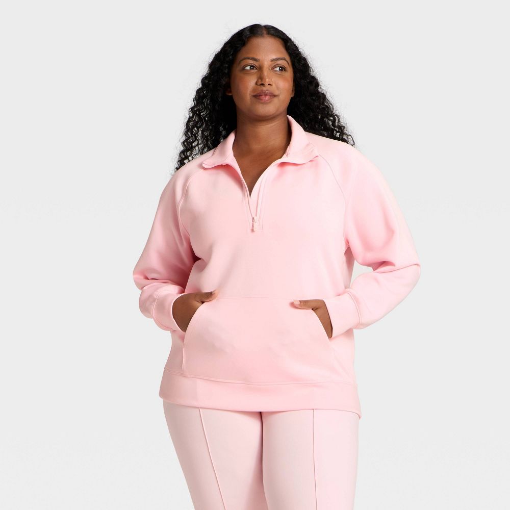 Open Box - Women's Airy Sleek Legging Friendly Half Zip Sweatshirt - All In Motion™ Light Pink XS