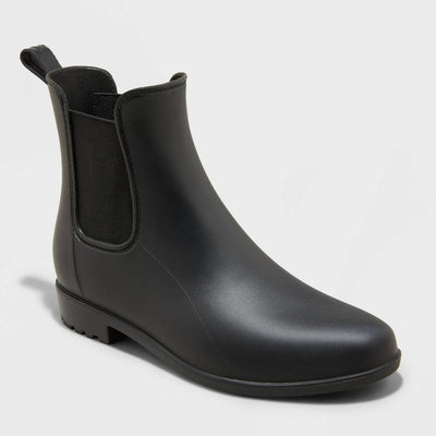 New - Women's Chelsea Wide Width Rain Boots - A New Day™ Black 5W: Waterproof Ankle Block Heel