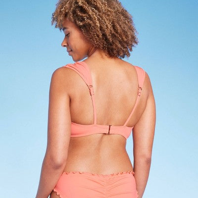 Women's Light Lift Shoulder Cap Straps Bikini Top - Shade & Shore Coral Shade & ShoreBullseye Deals