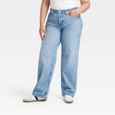 Open Box - Universal Thread Women's Mid-Rise Baggy Jeans Classic 90's Vintage Straight Fit Universal ThreadBullseye Deals