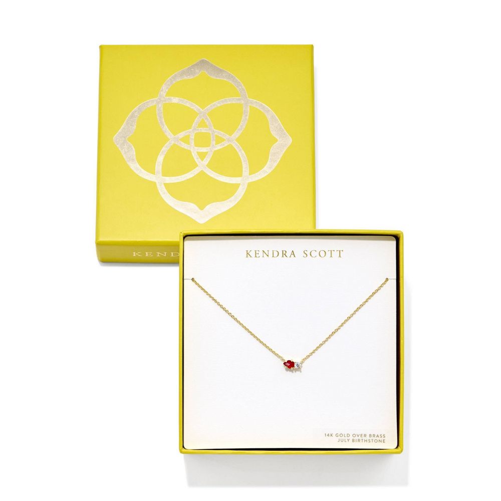 Open Box - Kendra Scott Jensen Birthstone Pendant Necklace - Cherry Red Illusion