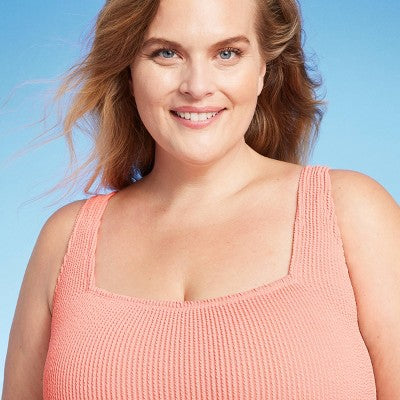 New - Kona Sol Women's Pucker One Piece Swimsuit Square Neck Kona SolBullseye Deals