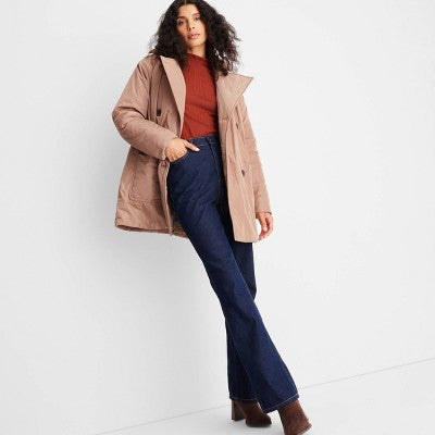 Future Collective Reese Women's Plus Winter Mini Puffer Trench Coat Jacket Future Collective with ReeseBullseye Deals