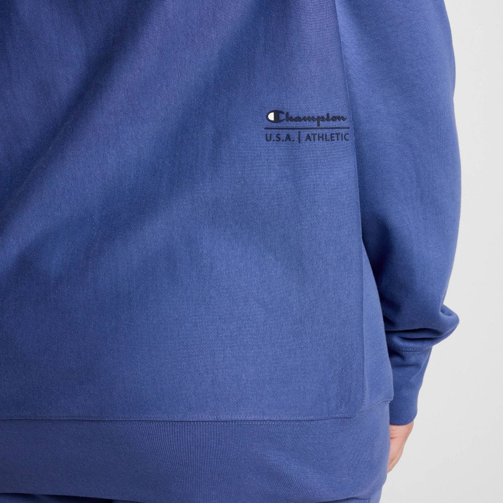 New - Champion Adult Sizing Iconic Embroidered Crewneck Sweatshirt - Gray Blue S
