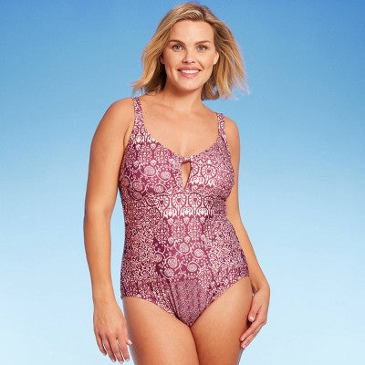 Women's Geo Print Keyhole Medium Coverage One Piece Swimsuit - Kona Sol Multi Kona SolBullseye Deals