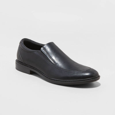 New - Men's Toby Dress Shoes with Memory Foam Insole - Goodfellow & Co™ Black 13W: Wide Fit, Pull-On Loafers, Treaded Outsole