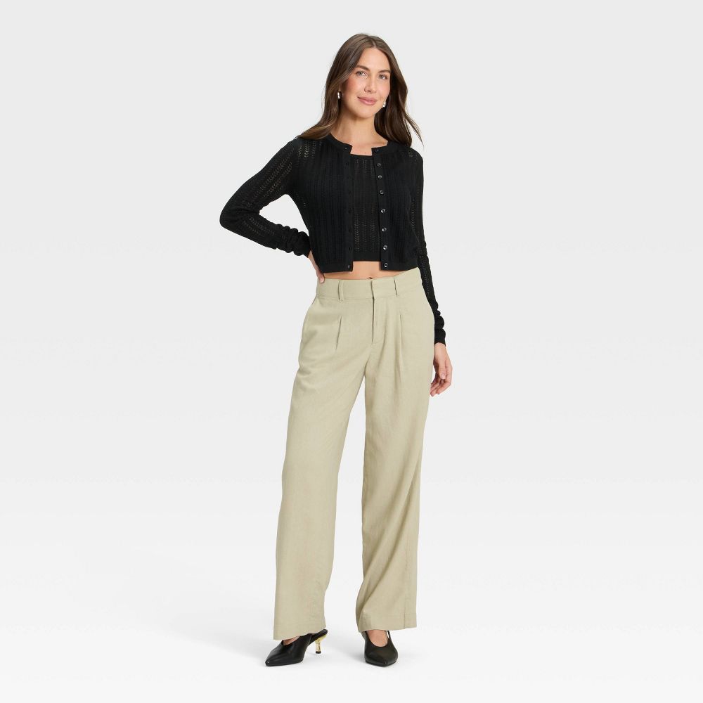 New - Women's Pointelle Cardigan - A New Day™ Black XS