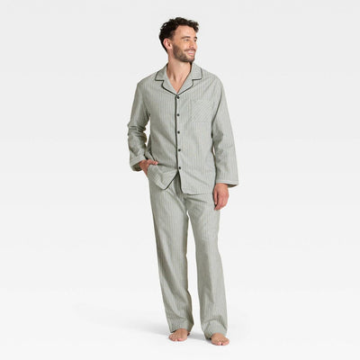 New - Men's Flannel Pajama Set - Goodfellow & Co™ Black Stripe S