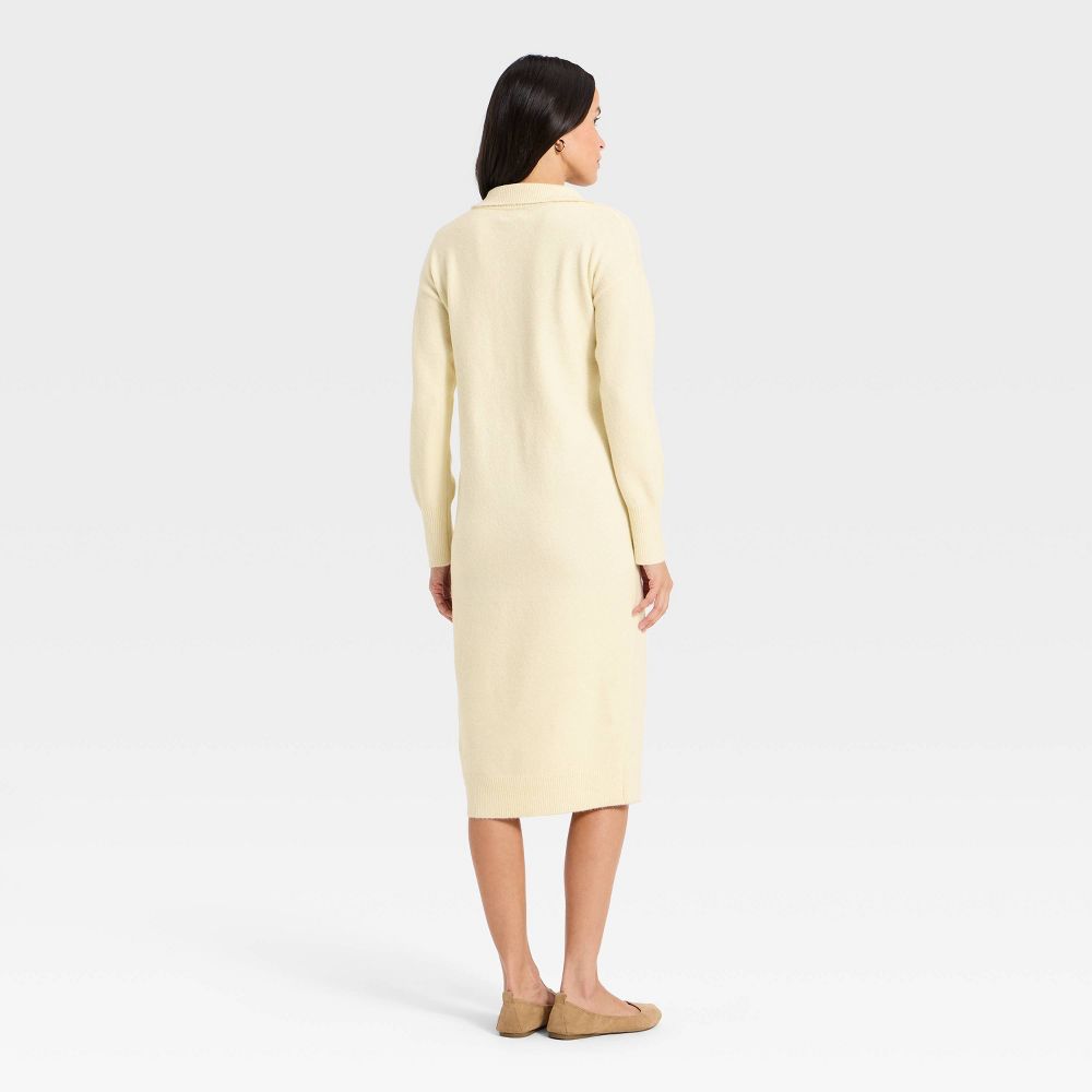 New - Women's Long Sleeve Midi Sweater Dress - Universal Thread™ Cream M