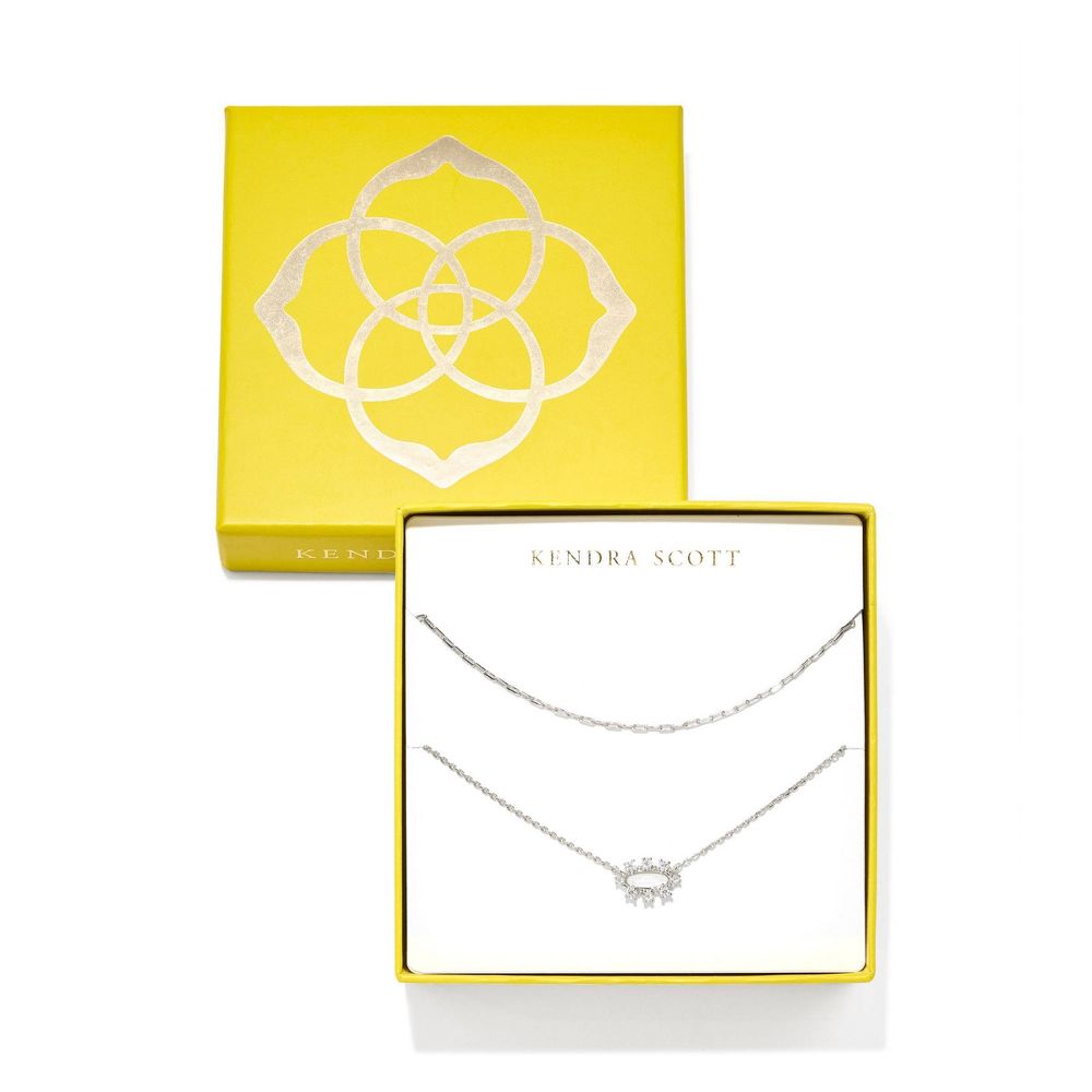 Open Box - Kendra Scott Emma Crystal Framed Necklace Gift Set 2pc - Gold