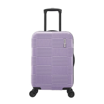 New - American Tourister NXT Checkered Hardside Carry On Spinner Suitcase - Soft Lilac