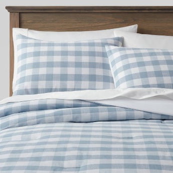 King Yarn-Dyed Gingham Comforter & Sham Set Light Blue - Threshold - Secondipity