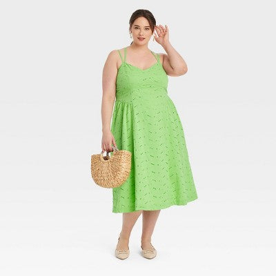 New - A New Day Women's Eyelet Casual Summer Dress Midi Sundress A New DayBullseye Deals