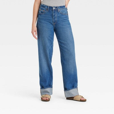 New - Women's Mid-Rise 90's Baggy Two Tone Jeans - Universal Thread Universal ThreadBullseye Deals