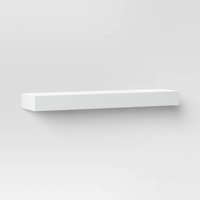 New - 24" Floating Dark Wood Shelf White - Threshold™: Modern Storage, Wall Mounted