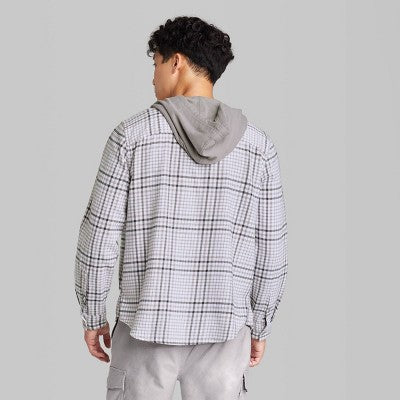 New - Original Use Men's Checked Plaid Hooded Button-Down Shirt Casual Flannel Jacket Original UseBullseye Deals