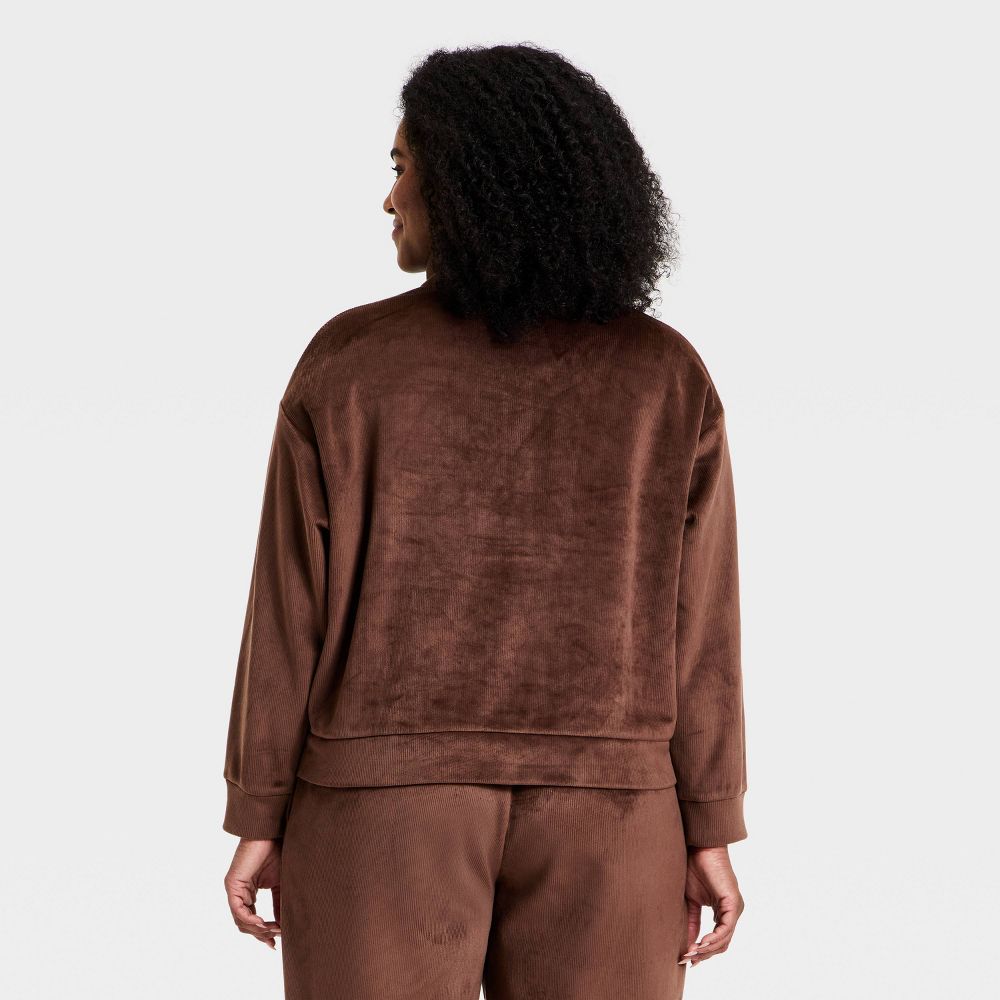 New - Women's Velour Ribbed 1/2 Zip Sweatshirt - All In Motion™ Brown S