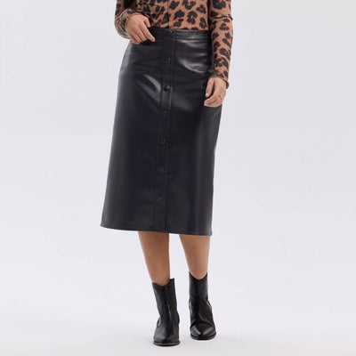New - Women's Button-Front Midi A-Line Skirt - A New Day™ Black XL