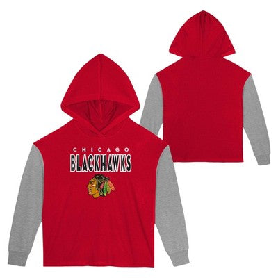 NHL Chicago Blackhawks Girls' Long Sleeve Poly Fleece Hooded Sweatshirt Chicago BlackhawksBullseye Deals