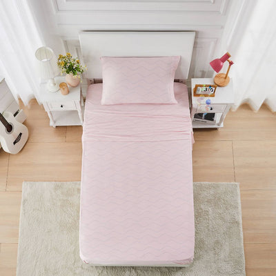 New - Prism Twin Pink/Blue Wave Grid Jersey Sheet Set
