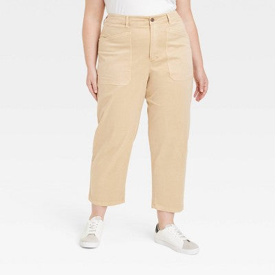 Open Box - Universal Thread Women's High-Rise Barrel Leg Cropped Pants Relaxed Loose Fit Universal ThreadBullseye Deals