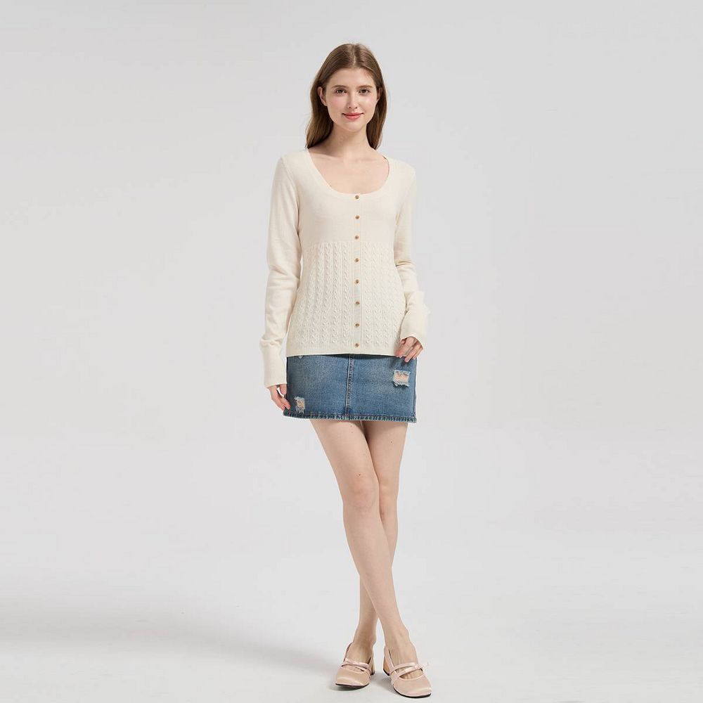 New - Women's Crewneck Babydoll Pullover Sweater - Wild Fable™ Ivory S
