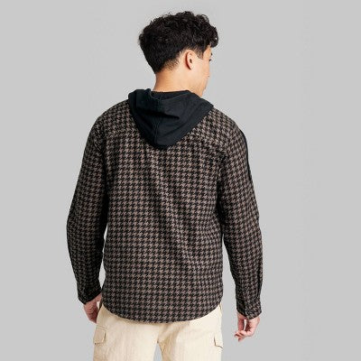 New - Original Use Men's Checked Plaid Hooded Button-Down Shirt Casual Flannel Jacket Original UseBullseye Deals