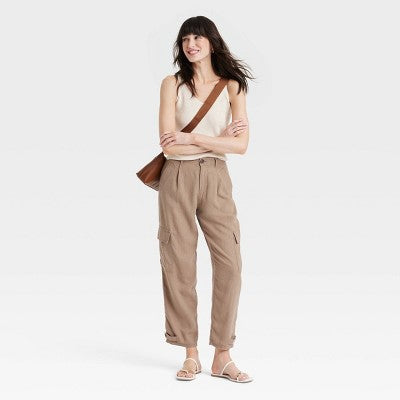 New - A New Day Women's Straight High Rise Ankle Cargo Pants Adjustable Leg A New DayBullseye Deals